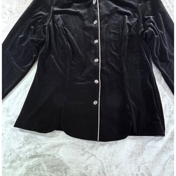 Ronni Nicole II by Ouida Top Women's 1X black Velvet Studded button down Vintage - Picture 11 of 12